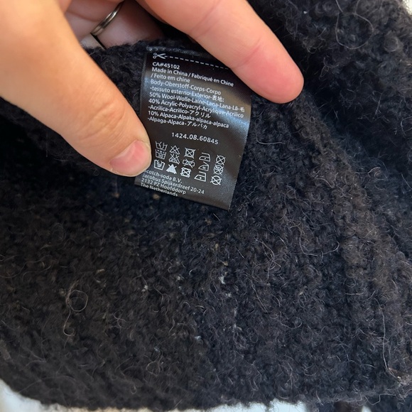 Maison Scotch Textured Black Zip-Trim Bouclé Jacket - Picture 7 of 8